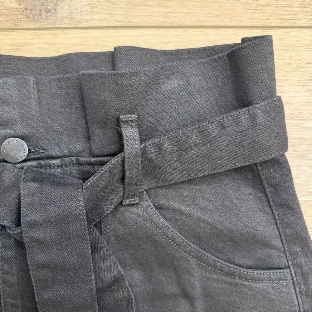 Alice & Olivia Black Denim Paperbag High Rise Mini Skirt‎ Belted Womens size 30 - Picture 7 of 12